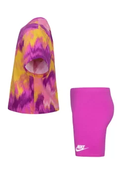 Nike® Girls 4-6x Printed Boxy Graphic T-Shirt and Solid Bike Shorts Set -Nike® Shop Belk 1168