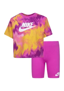 Nike® Girls 4-6x Printed Boxy Graphic T-Shirt and Solid Bike Shorts Set -Nike® Shop Belk 1172