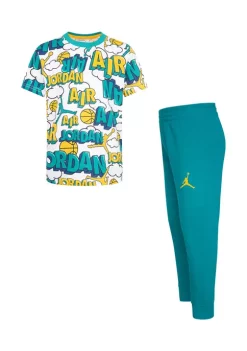 Nike® Boys 4-7 Air Comic Allover Print T-Shirt and Pants Set