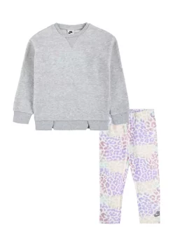 Nike® Toddler Girls Long Sleeve Crew Neck Fleece Sweatshirt and Spotted Leggings Set -Nike® Shop Belk 393