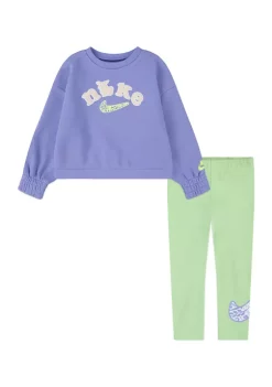Nike® Toddler Girls Crew Neck Sweatshirt and Leggings Set
