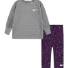 Nike® Baby Girls French Terry Crew Neck Sweatshirt and Animal Print Leggings Set -Nike® Shop Belk 773