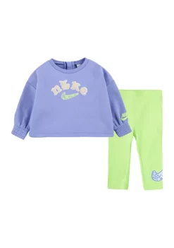 Nike® Baby Girls Crew Neck Sweatshirt and Leggings Set