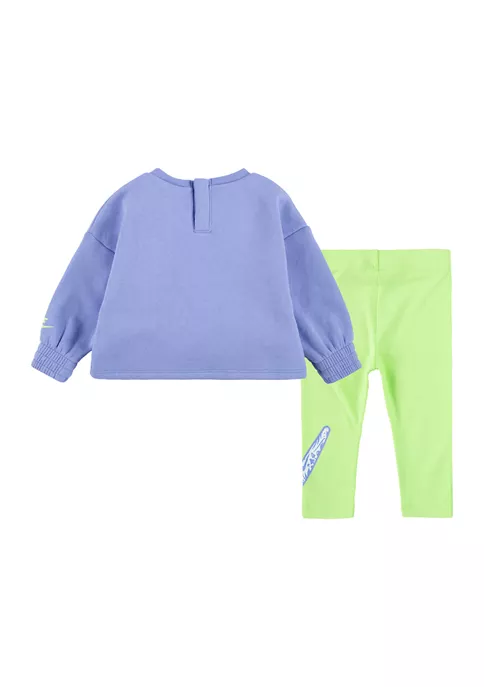 Nike® Baby Girls Crew Neck Sweatshirt and Leggings Set 4 Nike® Baby Girls Crew Neck Sweatshirt and Leggings Set - Image 2