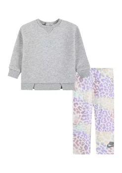 Nike® Baby Girls Solid Fleece Sweatshirt and Spotted Leggings Set